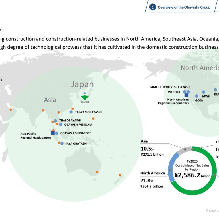 [Obayashi] Global Network — North America Tops 20% of Revenue