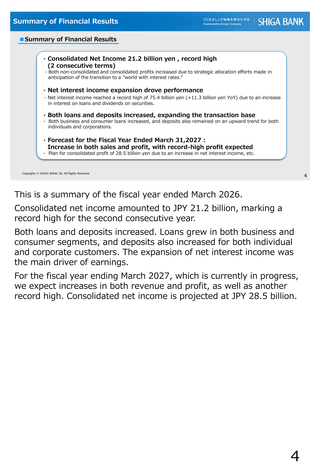 Summary of Financial Results for the fiscal year ended March 31, 2026