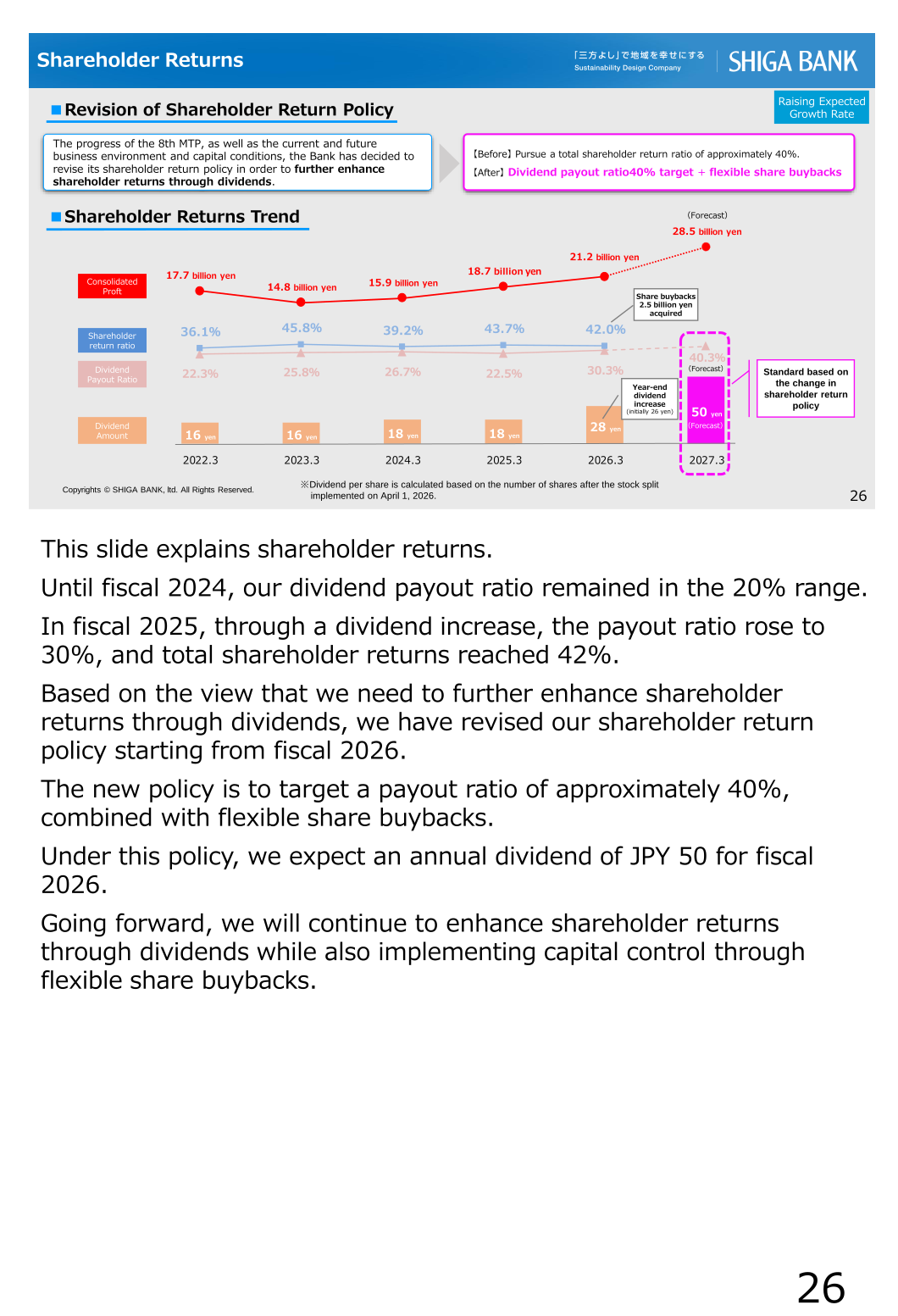 Shareholder returns trend and revision of shareholder return policy
