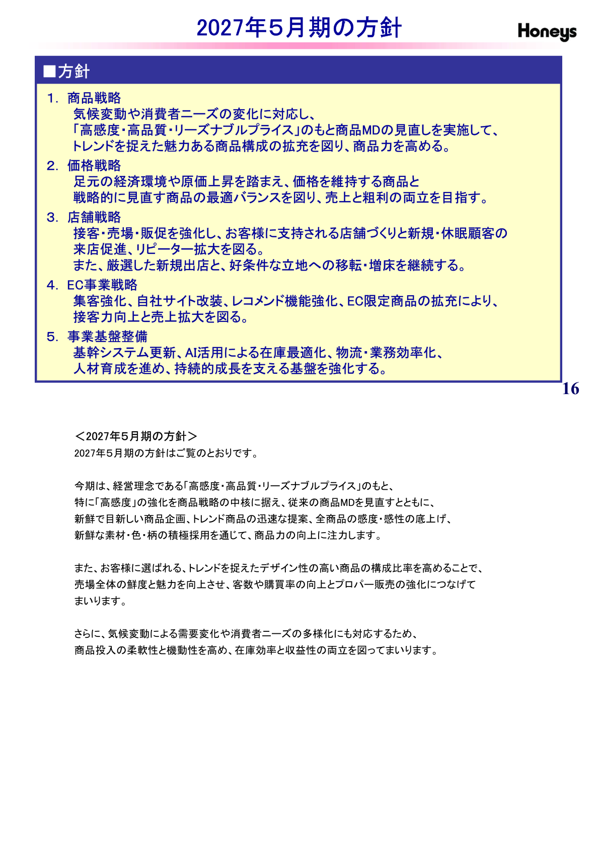Policies for the fiscal year ending May 2027