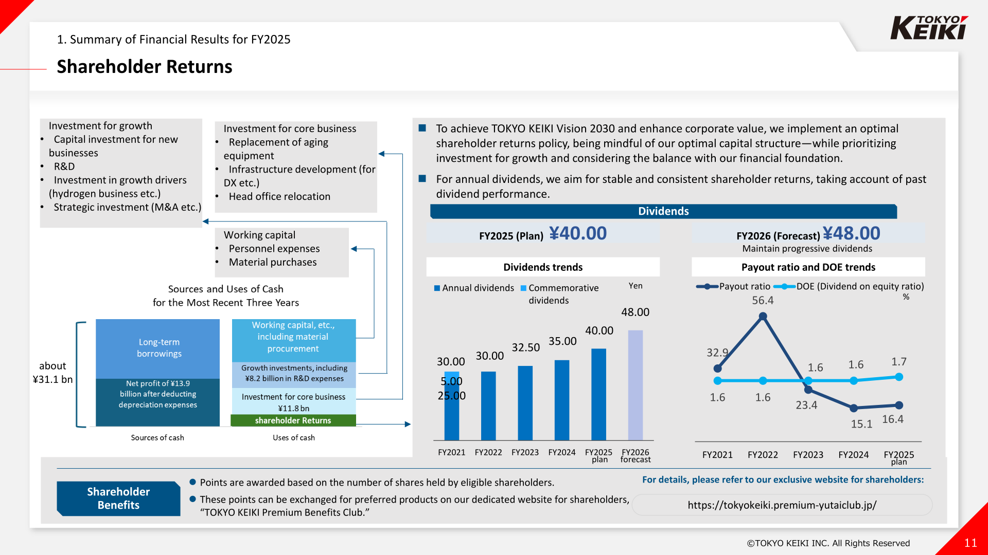 Dividend, payout ratio, and DOE trends